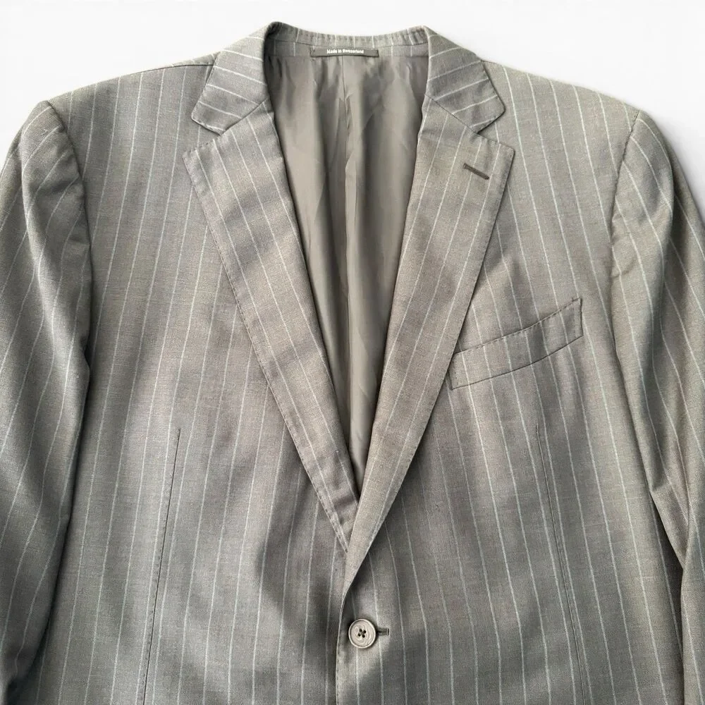 Ermenegildo Zegna Mila Fit Blazer Men 46R/60R Brown Pinstripe Wool Sport Coat
